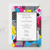 80s Graphics Retro Pattern Wedding Invitation (Devant)