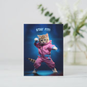 80s Gym Kitten Briefkaart (Staand voorkant)