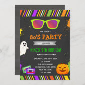 80s halloween verjaardagsfeest uitnodiging (Voorkant / Achterkant)