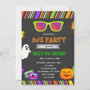 80s halloween verjaardagsfeest uitnodiging