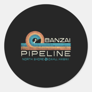 80's Hawaii Surfing Banzai Pijpleiding Ronde Sticker
