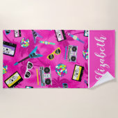 80s hiphop  roze strandlaken (Voorkant)