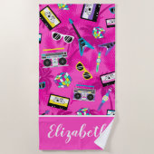 80s hiphop  roze strandlaken (Voorkant)