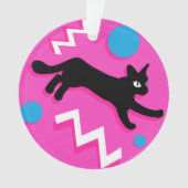80s Katten Black Pink Geometric Memphis Pattern Ornament (voorkant)