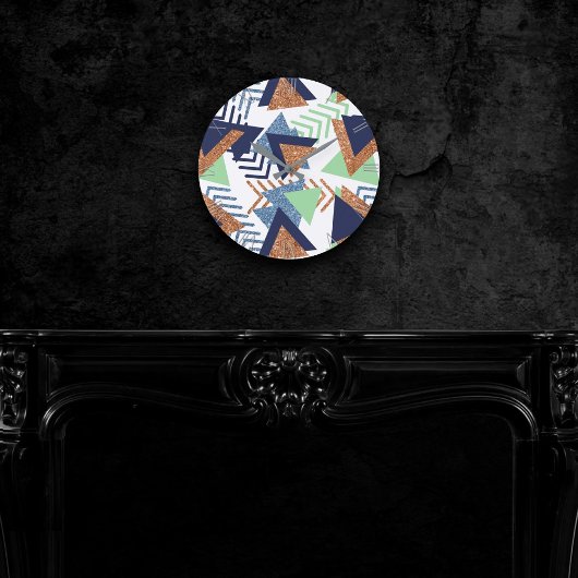 80s Kleur Abstract | Navy Roos Gold Mint 90s Ronde Klok