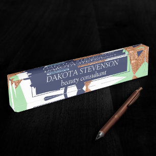 80s Kleur Abstract   Navy Roos Gold Mint Branding Naambordje