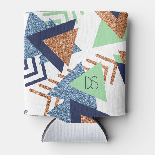 80s Kleur Abstract | Navy Roos Gold Mint Custom Blikjeskoeler (Voorkant)