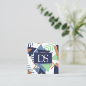 80s Kleur Abstract | Navy Roos Gold Mint Custom Contactkaartje (Staand voorkant)