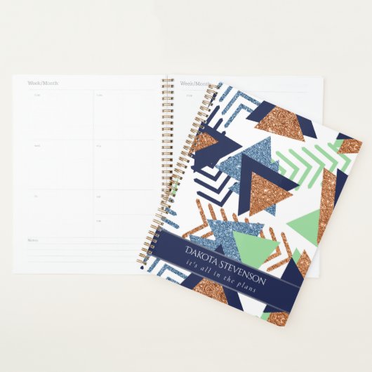 80s Kleur Abstract | Navy Roos Gold Mint Custom Planner (Display)