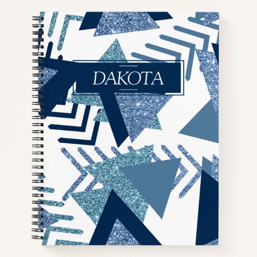 80s Luxe Abstract | Turquoise en Navy Blue Custom Notitieboek (Voorkant)