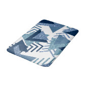 80s Luxe Abstract | Turquoise en Navy Blue Shapes Badmat (Gekanteld)