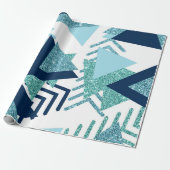 80s Luxe Abstract | Turquoise en Navy Blue Shapes Cadeaupapier (Uitgerold)