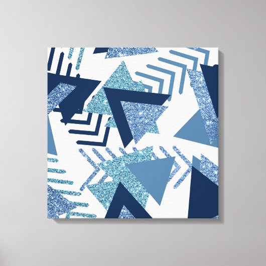 80s Luxe Abstract | Turquoise en Navy Blue Shapes Canvas Afdruk (Voorkant)