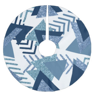 80s Luxe Abstract   Turquoise en Navy Blue Shapes Kerstboom Rok