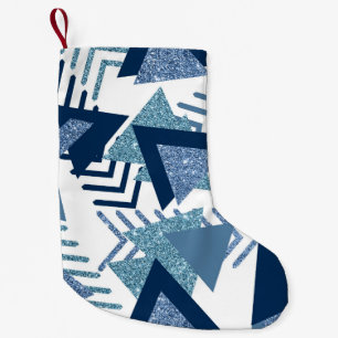 80s Luxe Abstract Turquoise en Navy Blue Shapes Kleine Kerstsok