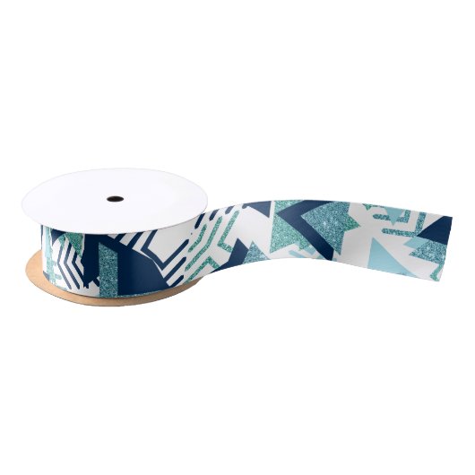 80s Luxe Abstract | Turquoise en Navy Blue Shapes Lint (Spoel)