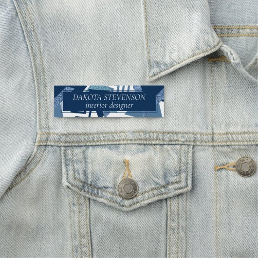 80s Luxe Abstract | Turquoise en Navy Blue Shapes Naamplaatje (In situ)