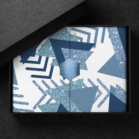 80s Luxe Abstract | Turquoise en Navy Blue Shapes Tissuepapier