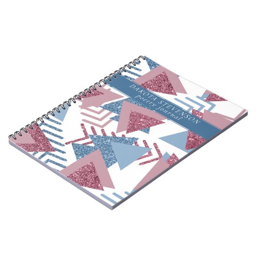 80s Maan Abstract | Dusty Mauve en Blue Poetry Notitieboek (Linkerzijde)