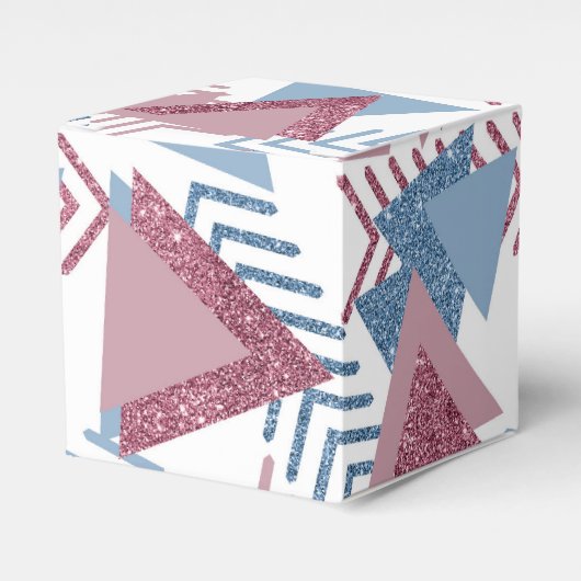 80s Maan Abstract | Dusty Mauve Roze en blauw Bedankdoosjes (Voorkant Zijde)