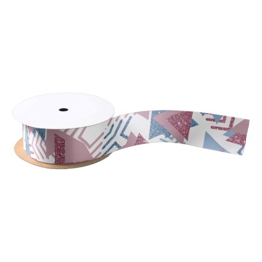 80s Maan Abstract | Dusty Mauve Roze en blauw Lint (Spoel)