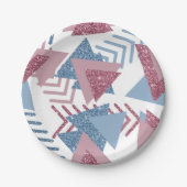 80s Maan Abstract | Dusty Mauve Roze en blauw Papieren Bordje (Voorkant)