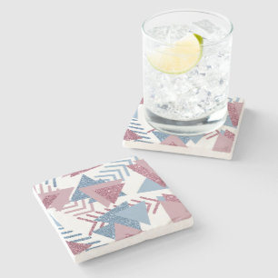 80s Maan Abstract   Dusty Mauve Roze en blauw Stenen Onderzetter