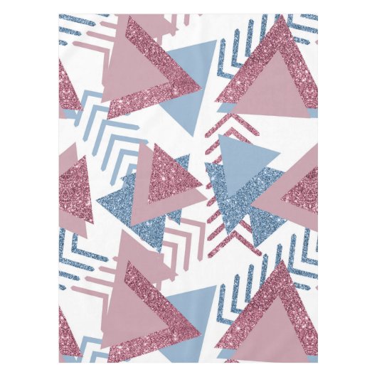 80s Maan Abstract | Dusty Mauve Roze en blauw Tafelkleed (Voorkant)