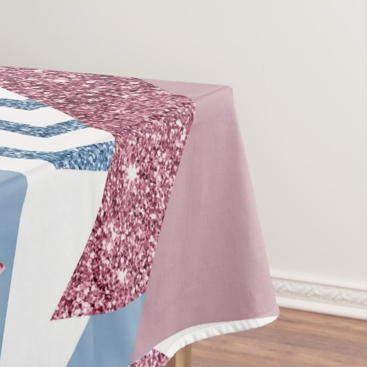 80s Maan Abstract | Dusty Mauve Roze en blauw Tafelkleed (Voorbeeld)