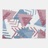 80s Maan Abstract | Dusty Mauve Roze en blauw Theedoek (Horizontaal)