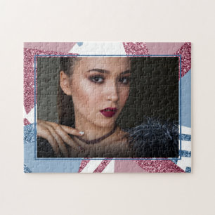 80s Maan Abstract Dusty Pink and Blue Foto Legpuzzel