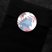 80s Maans Abstract | Stofachtig Roze en Blauwe Cus Ronde Sticker