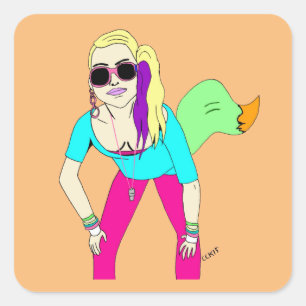 80s-meisje vierkante sticker