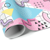 80's Memphis Active Pink Light Blue Cadeaupapier (Rol Hoek)