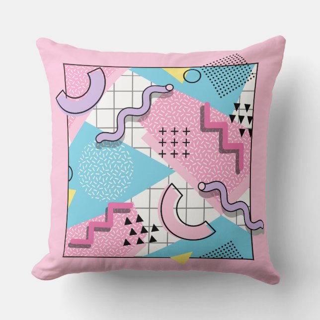 80's Memphis Active Pink Light Blue Kussen (Voorkant)
