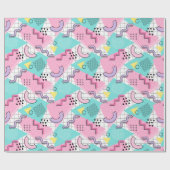 80's Memphis Active Pink Light Turquoise Cadeaupapier (Vlak)