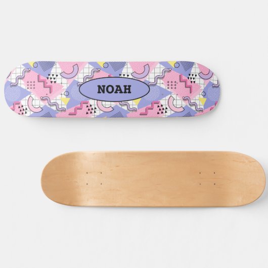 80's Memphis Active Pink Lila Skateboard (Horizontaal)