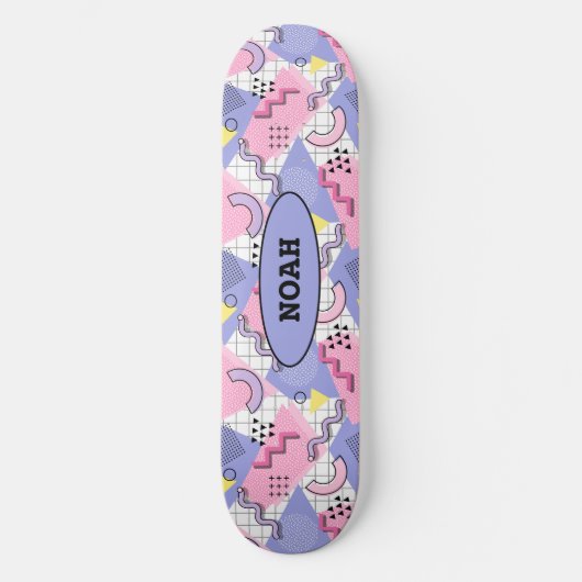 80's Memphis Active Pink Lila Skateboard (Voorkant)