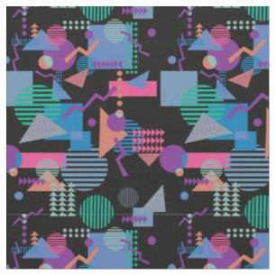 80s Memphis stijl Zwart print Geo Stof