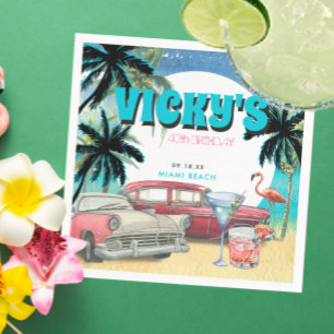 80s Miami Beach Verjaardagsfeestje Servet