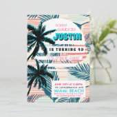 80s Miami verjaardagsfeestje uitnodiging (Staand voorkant)