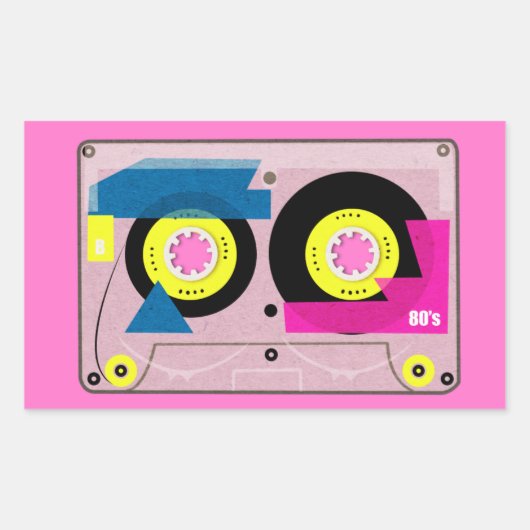 80's Mix tape Rechthoekige Sticker (Voorkant)