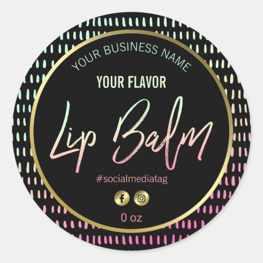 80's Neon gekleurde stip ontwerp Lip Balm Labels (Voorkant)