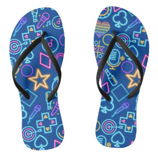  80's Neon Lichtpatroon 01 Blauw BG Teenslippers