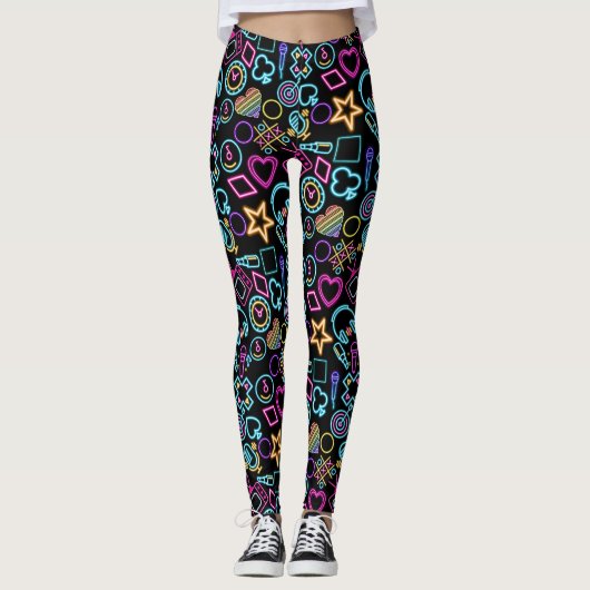 80's Neon Lichtpatroon 01x4 Leggings (Voorkant)