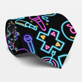  80's Neon Lichtpatroon 01x4 Stropdas (Opgerold)