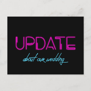 80s Neon light Wedding update aankondiging Briefkaart