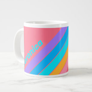 80s Neon Zonsopgang Strepen met Naam Extra Grote Beker