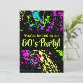 80s Party Retro Neon Paint Splatter Verjaardag Kaart (Staand voorkant)