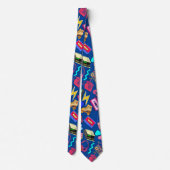  80's Pattern 01.w Blauw BG Stropdas (Achterkant)